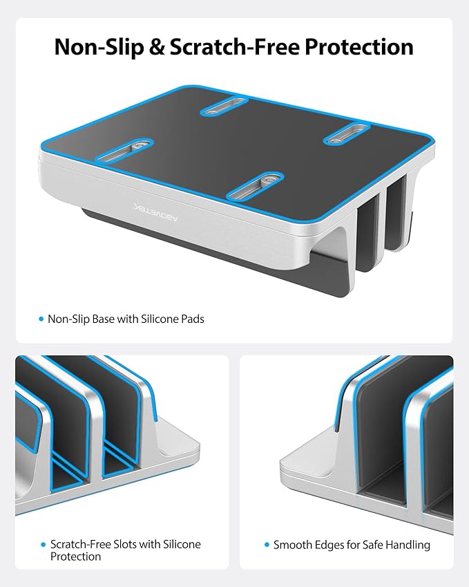 AboveTEK Vertical Laptop Stand, 3 Slots Aluminum Desk Laptop Holder & Laptop - Image 6