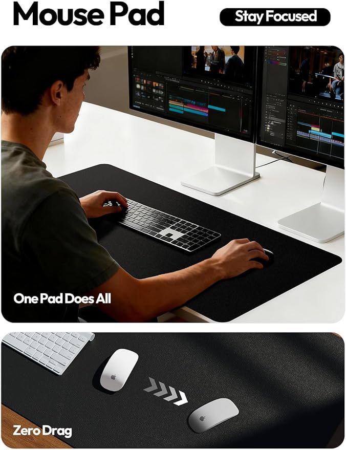 YSAGi Leather Desk Protector, Office Mat, Large Mouse Mat, Non-Slip PU Leather - Image 4