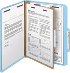 Smead Pressboard Classification File Folder with SafeSHIELD Fasteners, 1 Divider, 2" Expansion, Letter Size, Blue, 10 per Box (13730) (Pack of 1)