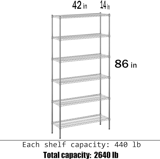 Regal Altair 14" Deep x 42" Wide x 86" Height Wire Shelving Kit | 6-Tier | NSF - Image 3