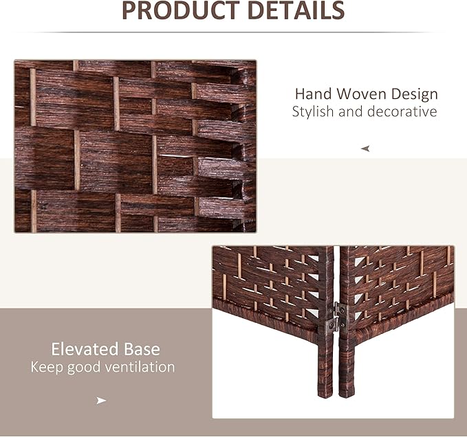 HOMCOM Room Divider, 4 Panel Folding Privacy Screen, 6FT Tall Portable Wicker - Image 5