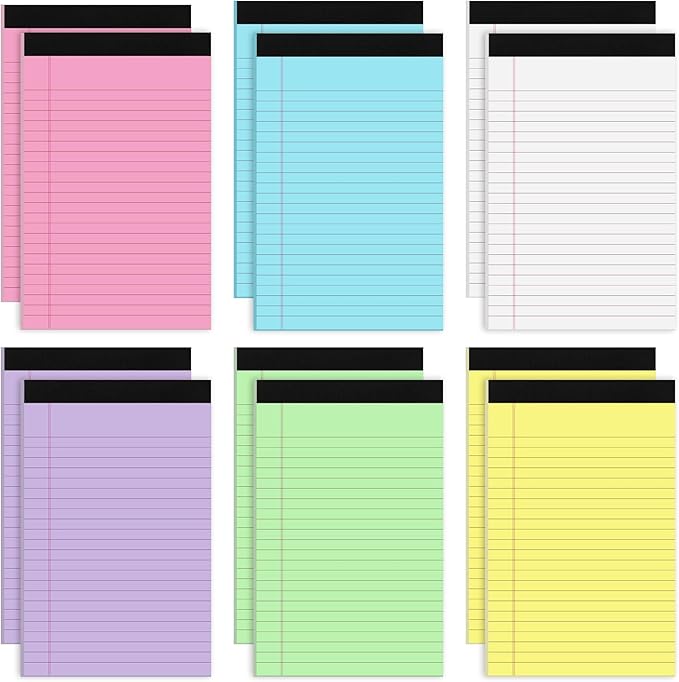 Thboxes 12 Packs Legal Pads 5x8, Totally 360 Sheets Colored Legal Pads 5x8 by Thboxes