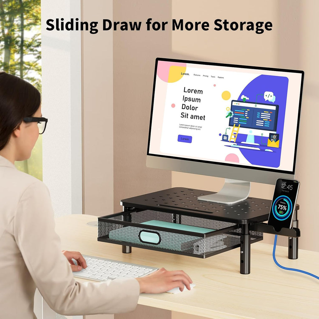 zimilar 2 pack monitor stand riser with metal, close-up detail