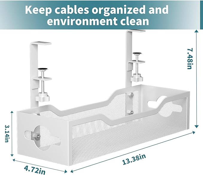 Under Desk Cable Management Tray 2 Pack, No Drill Cable Organizer - Image 4