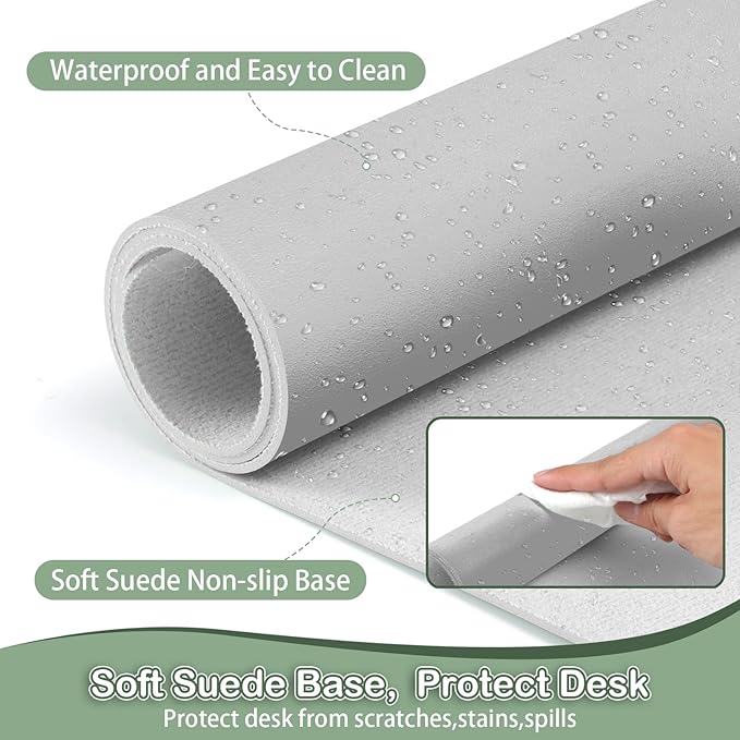 Boutilon Leather Desk Pad Protector, Non-Slip Mouse Pad, Laptop Desk Pad - Image 4