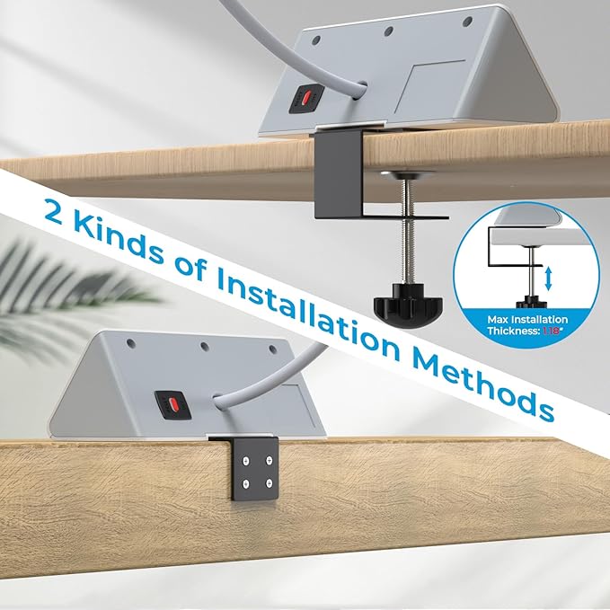 Nightstand Power Strip with USB C, Haiaoyyds Desk Edge Mount Power Hub with 3 - Image 3