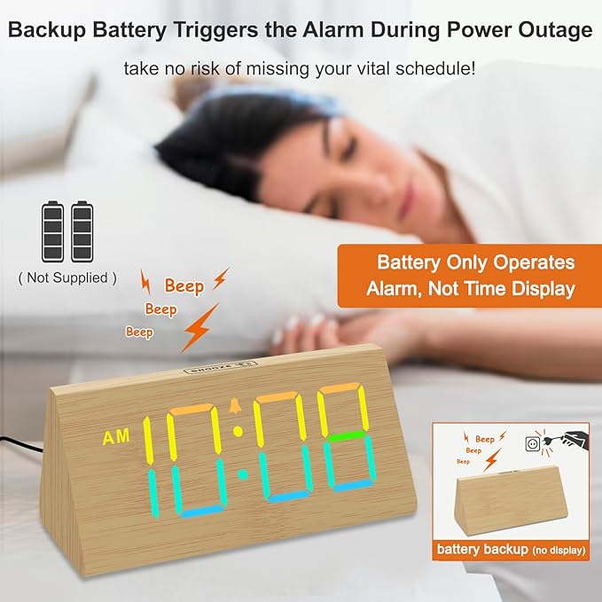 DreamSky Wooden Digital Alarm Clock - Image 3