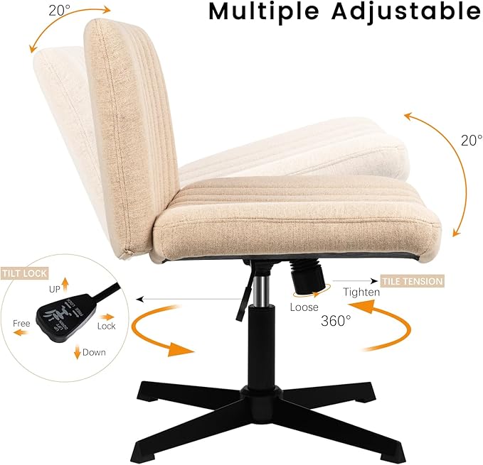 PUKAMI Criss Cross Chair, Armless Cross Legged Office Desk Chair No Wheels - Image 6