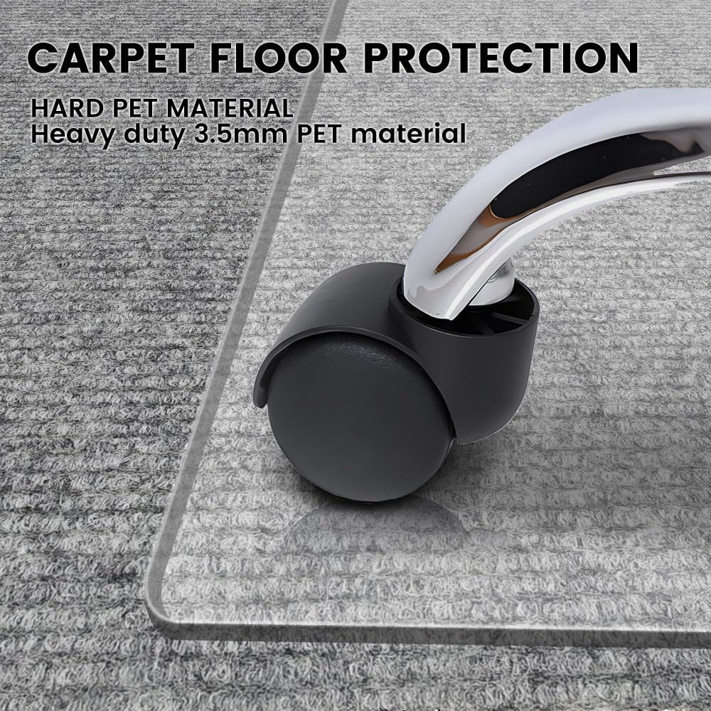 Office Chair Mat for Carpet & Hardwood Floor, 47"x32" Heavy Duty (1/7" Thick) Flat Shipping