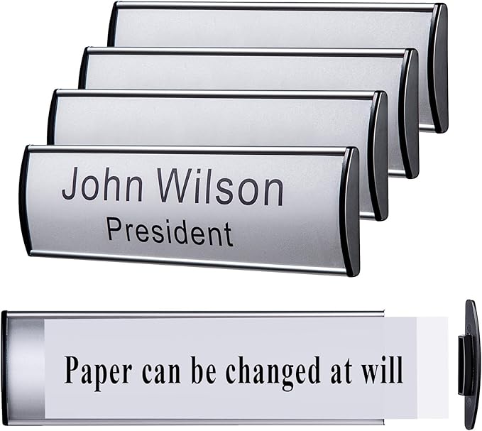 Set of 5 - Nameplate Holder for Wall Mount, 2.36'' x 8'' Curved Office Business by SINKAA