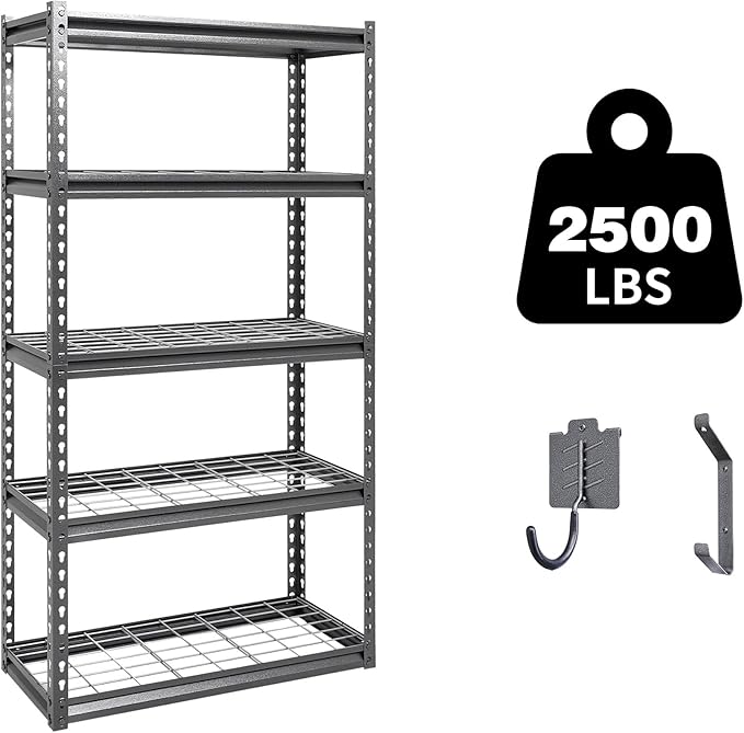 Shuntong The Atlas 30" W x 12" D x 60" H Adjustable Garage Storage Shelves Load by Shuntong