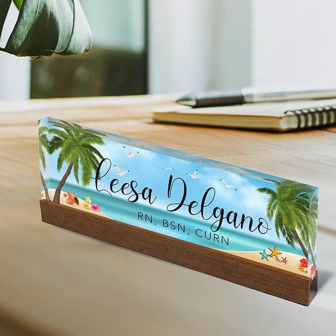 Artblox Personalized Office Desk Name Plate and Business Card Holder | Clear - Image 2
