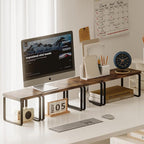 2 Sets Wooden Desktop Organizer Shelf, 2-Tier Adjustable Freestanding Bookshelf - Image 2