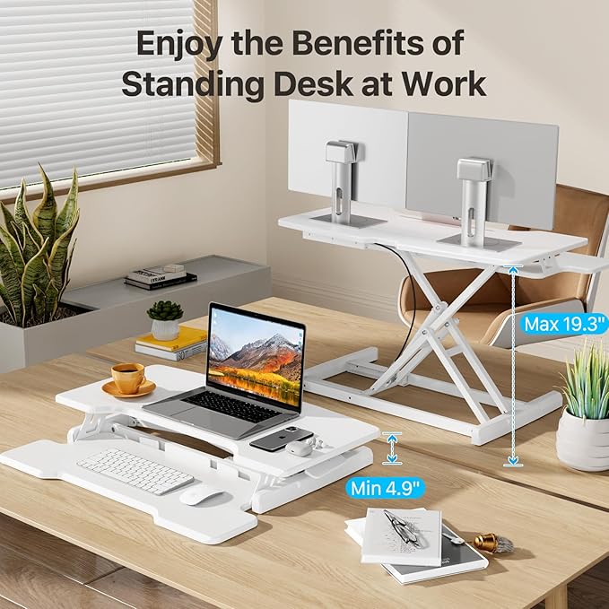 JYLH JOYSEEKER Standing Desk Converter 32 inch, Height Adjustable Sit Stand - Image 3