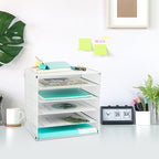 EASEPRES 5 Slot Mesh Desk Organizer Tray, File Paper Letter Folder Holder - Image 6