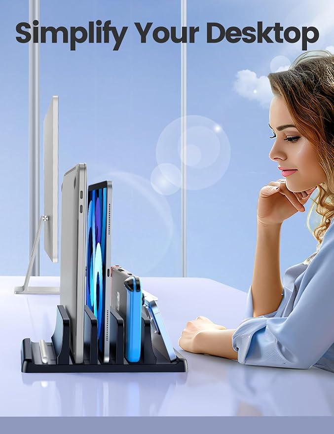Vaydeer 3-Slot Vertical Laptop Stand Organizer, Laptop Storage Holder Made of - Image 6