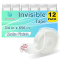 BeataTap Tape Bulk, Matte Finish, 3/4 in x 650 in, Transparent Tape, 12 Rolls by Unknown