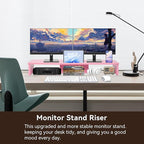 Dual Monitor Stand Riser with Phone Tablet Holder, 35.8in Large Monitor Stand - Image 3