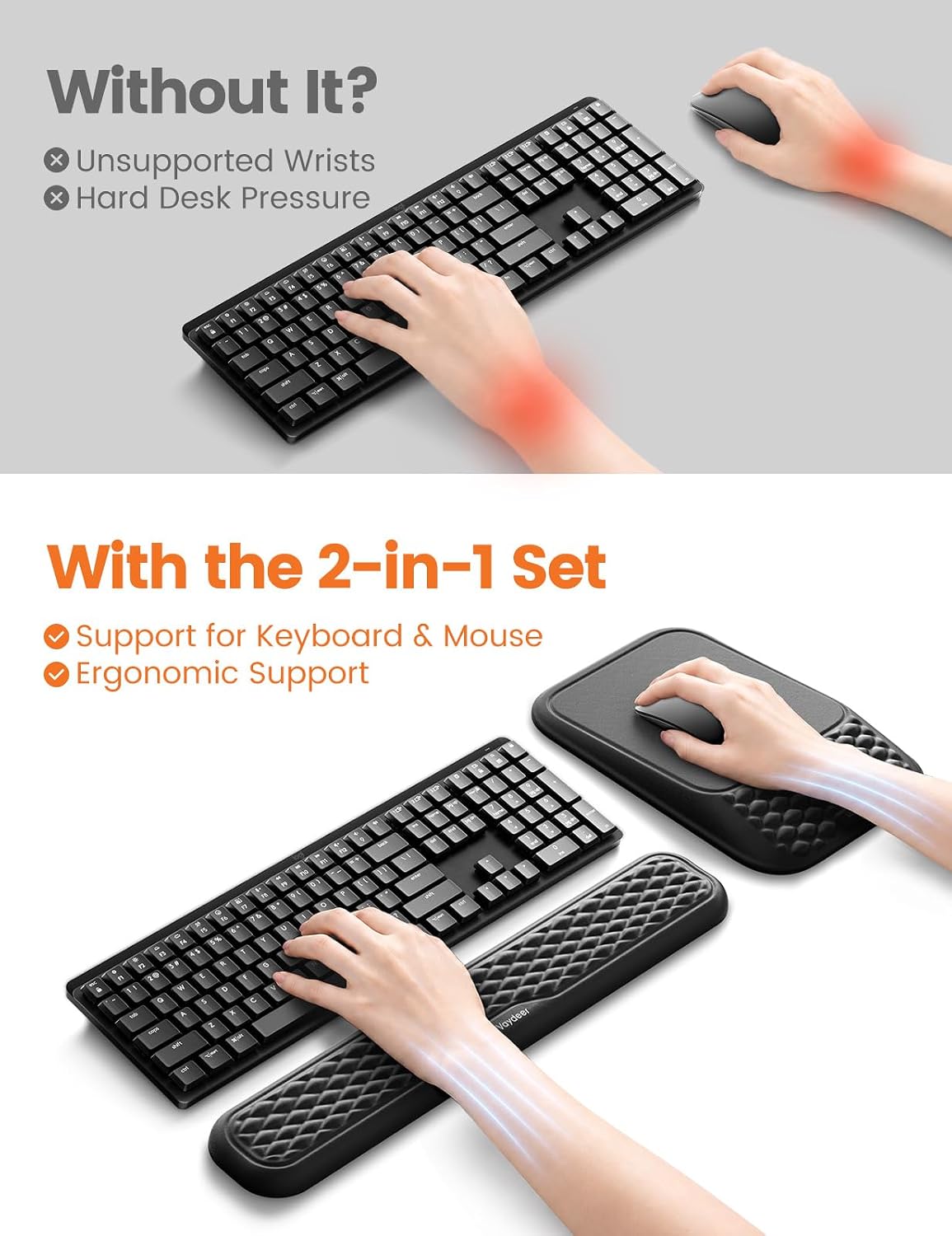 Vaydeer Ergonomic Keyboard Wrist Rest and Mouse Pad with Wrist Rest Set