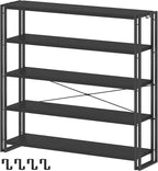 HCHQHS Bookshelf, 5-Tier Industrial Bookcase, Freestanding Tall Bookshelves by HCHQHS