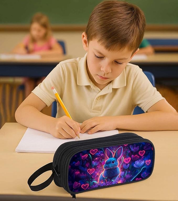 AnySmic Bunny Pencil Case for Boys Girls, Large Durable Pencil Pouch for Kids - Image 7
