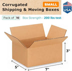 IDL Packaging - B-753-10 Small Corrugated Shipping Boxes 7"L x 5”W x 3"H - - Image 2