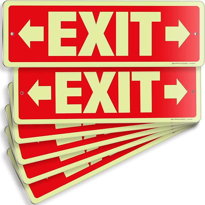 iSYFIX Exit Signs with Directional Right & Left Arrow, Glow in the Dark by iSYFIXPREMIUMSIGNS