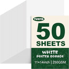 TUXIYA 50 Pack White Poster Board, 250GSM/92LB Heavy-Weight Blank Poster Board by Unknown