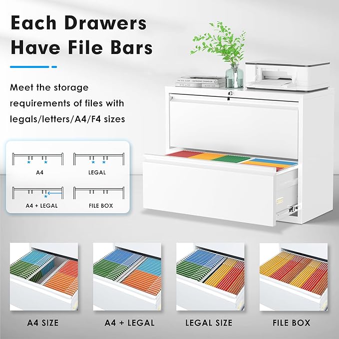 Pataku Lateral File Cabinet, 2 Drawer File Cabinet - Image 4