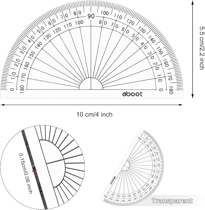 Zonon 200 Pcs 4 Inch Clear Plastic Protractor Bulk Math Protractors Set 180 - Image 2