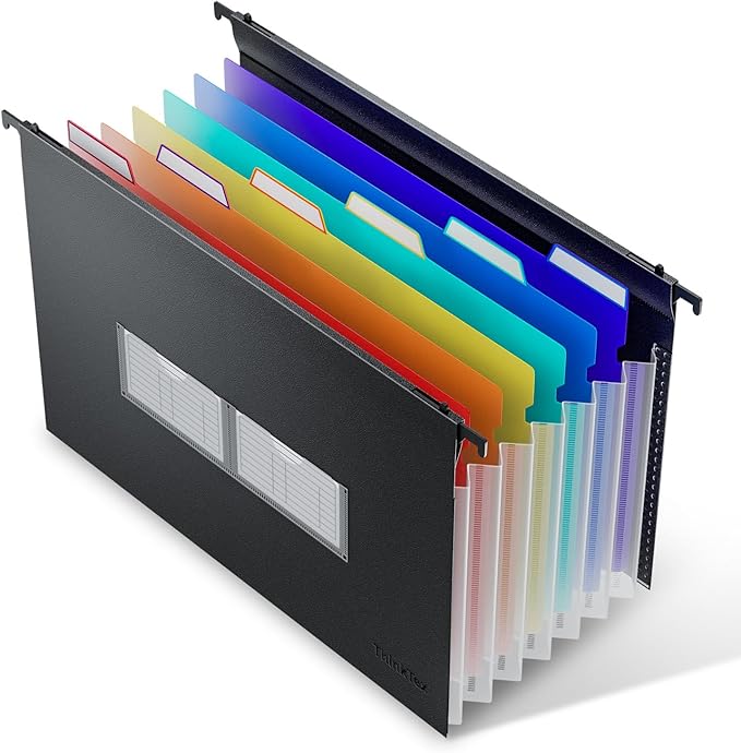 ThinkTex Plastic Expanding Hanging File Folders, 7 Innovative 1.2" Accordion by ThinkTex