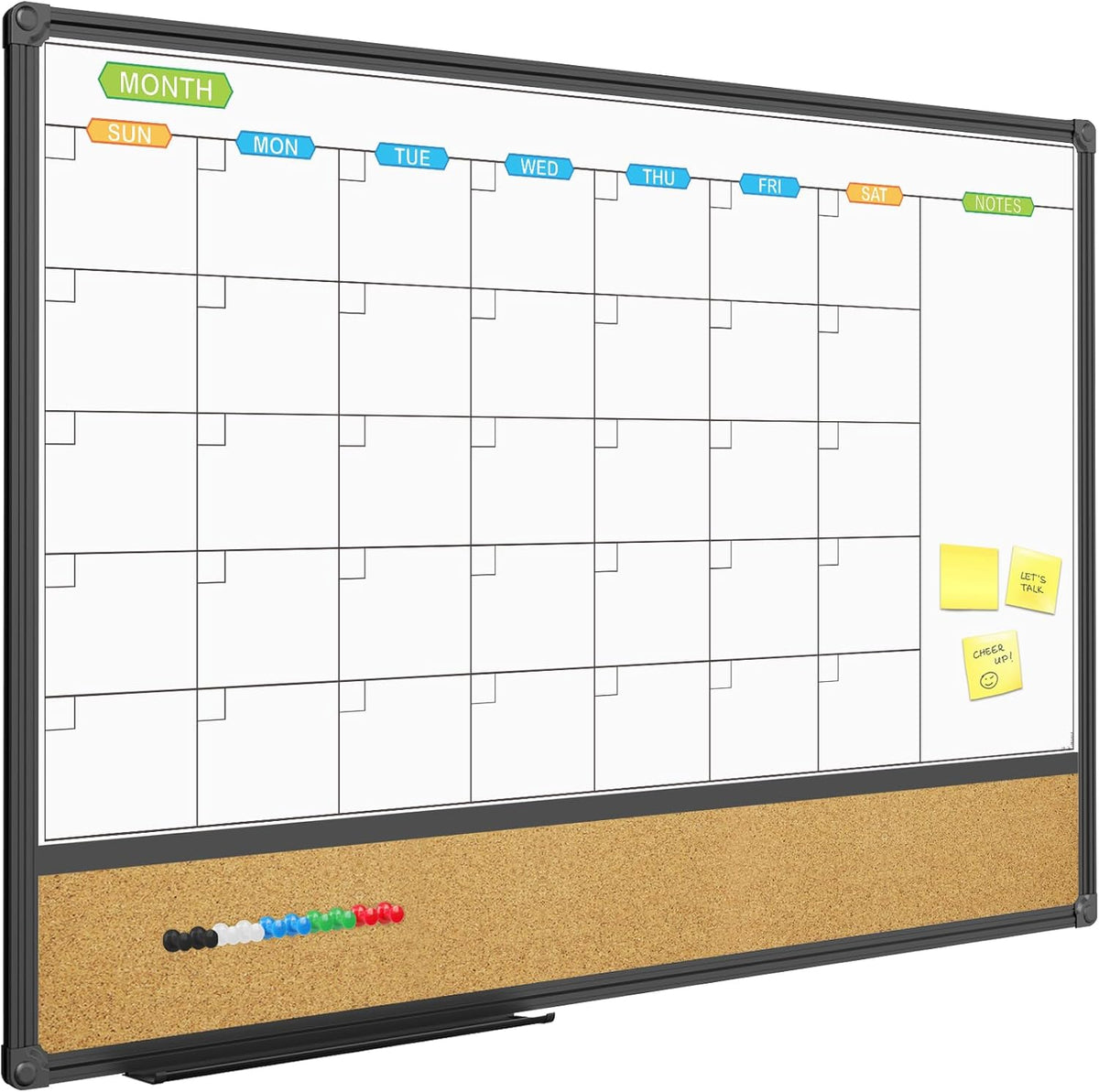 JILoffice Magnetic Calendar Whiteboard & Bulletin Corkboard Combination, ...
