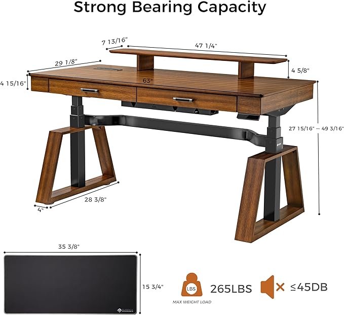 EUREKA ERGONOMIC Standing Desk, 63 inch Executive Desk - Image 3