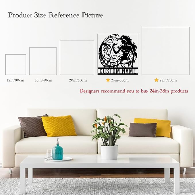 Custom Mermaid Metal Sign, Personalized Mermaid Name metal Signs, Mermaid Wall - Image 6
