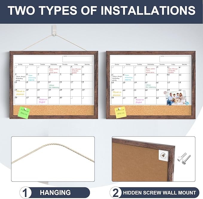 Calendar Whiteboard for Wall, 18x24 Inches White Board Calendar Dry Erase - Image 2