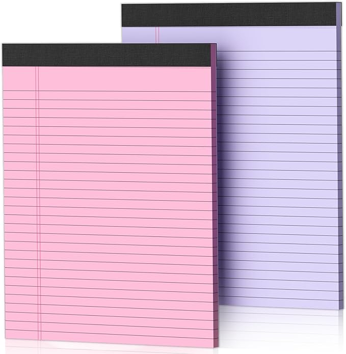 2 Pack Legal Pads 8.5 x 11 Pink Note Pads 8.5 x 11 Purple Notepad 8.5 x 11 by Nichela