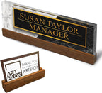 Artblox Personalized Office Desk Name Plate and Business Card Holder | Clear by Artblox