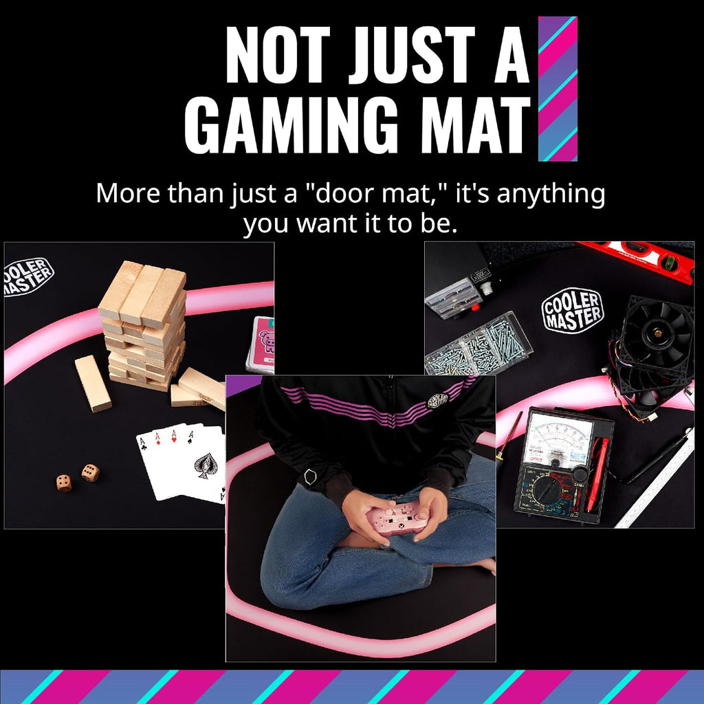 Cooler Master Gaming Chair Mat, 55” X 43” Computer Chair Mat Protector for Hardwood Floor, Gaming Room & Office, Hexagon Carpet, Splash-Proof Surface, Anti-Fray Stitching, Rubber Base-Halo