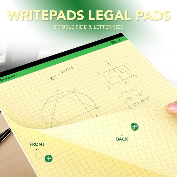 KAISA Graph Paper Legal Pads Writing Pads Recycled Paper 8.5"x11.75" Quad Ruled - Image 5