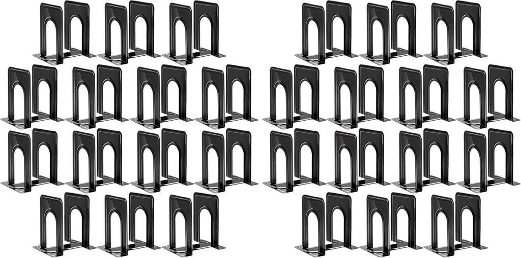 Happyhapi 14 Pair Book Ends for Shelves, 28 Pcs Metal Bookends Book Holder for Shelf, Heavy Book Stopper for Desk, Simple Library Office Home Bookend, 4.9 x 5.7 x 6.5 in, Black (Pack of 2)