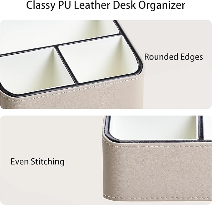 MEIBOOCH Remote Control Holder, PU Leather Small Desk Organizer - Image 4