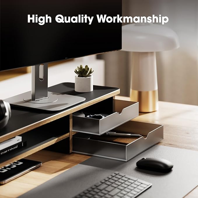 Fenge Monitor Stand, Dual Monitor Riser, 42.5inch Large Desk Computer Monitor - Image 3
