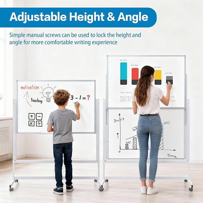 48 x 60 Inch Height Adjustable Dry Erase Whiteboard - Image 2