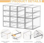 Desk Organizer with 14 Drawers, FODIENS 14 Packs Acrylic Stackable Desktop - Image 5