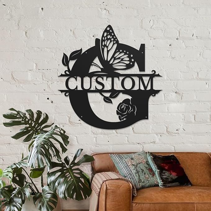Personalized Custom Letter Name metal Signs, Custom Black Letter Monogram Wall - Image 3