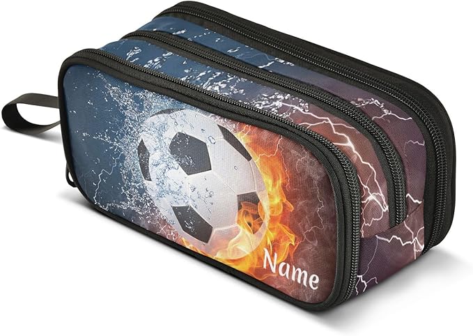 BOENLE Custom Soccer Football Ball Pencil Case Box Boys Girls Personalized Name by BOENLE-WELCOMEYOURCOMING