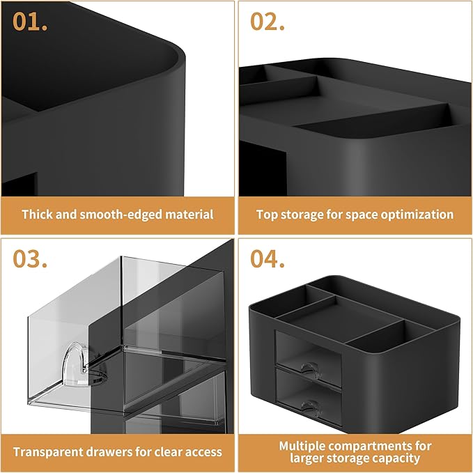 Marbrasse Pen Organizer with 2 Drawer, Desk Organizers and Accessories with 5 - Image 6