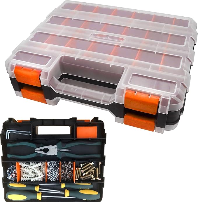 Tools Organizer Box Small Parts Storage Box 50-Compartment Double Side Hardware by BUSY-CORNER