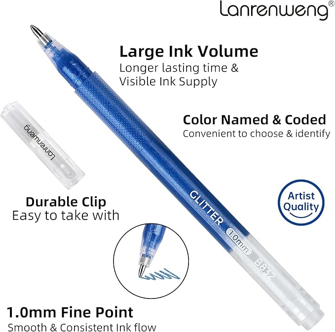 120 Color Gel Pens for Adult Coloring Books, 1.0mm Bullet Tip Acrylic Gel Pens - Image 2