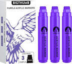BIGTHUMB 3 Pcs Purple Jumbo Permanent Markers: 15mm Wide Tip Thick Acrylic by BIGTHUMB